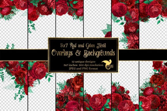 Download 5x7 Red and Green Floral Overlays - Premium Resources