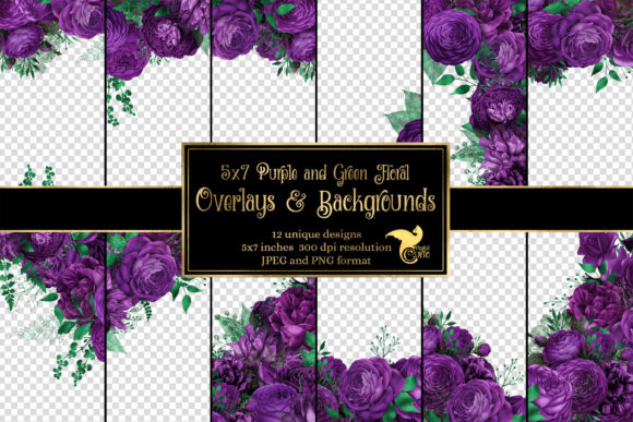 Download 5x7 Purple and Green Floral Overlays - Premium Resources